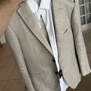 Tan linen Suite - Indochino